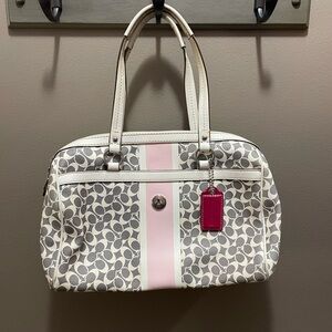 Coach Signature Gray and Pink Tote Bag